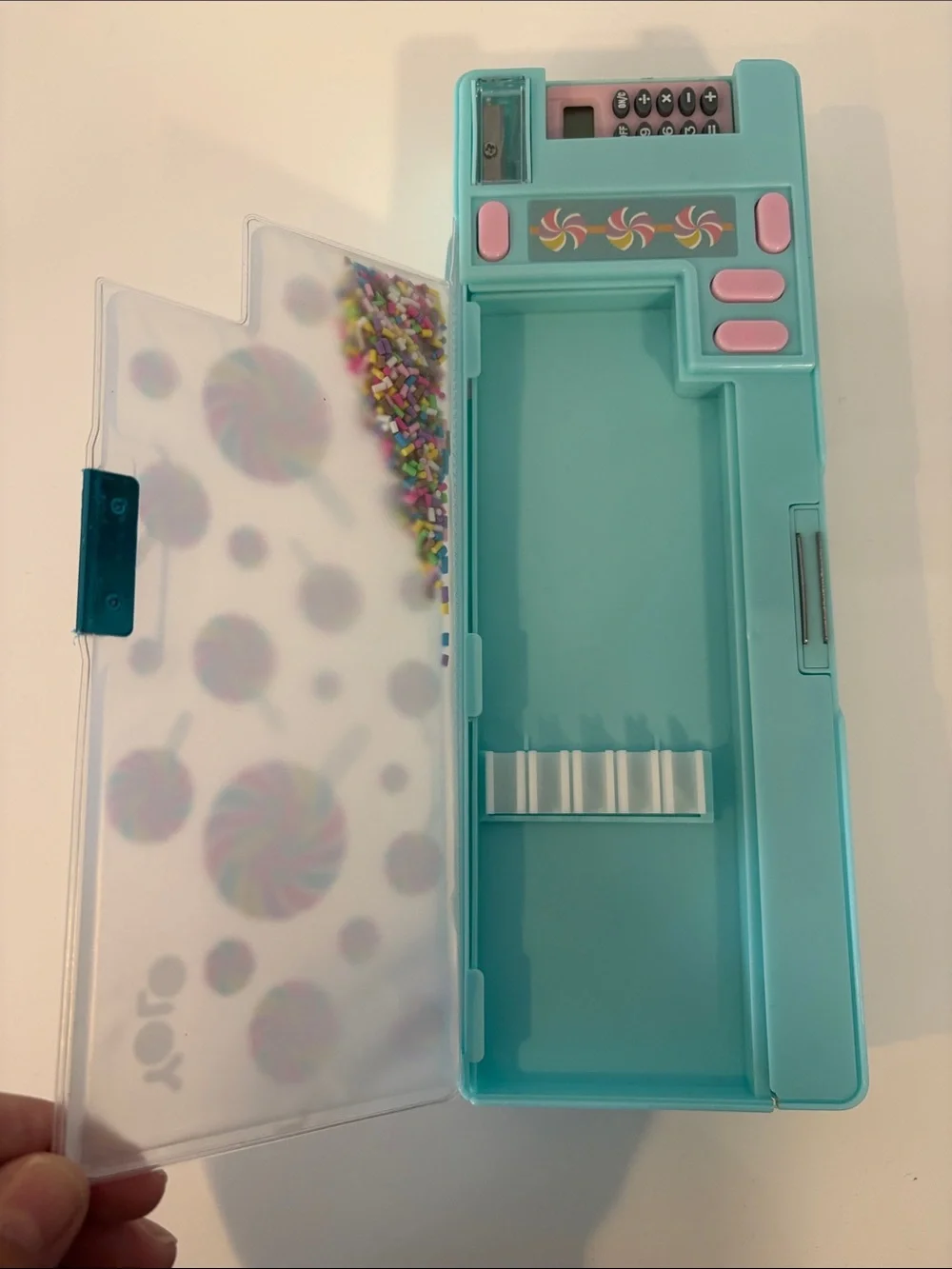 Candy Pattern Teal Phone Accessory Case with Pink Accents